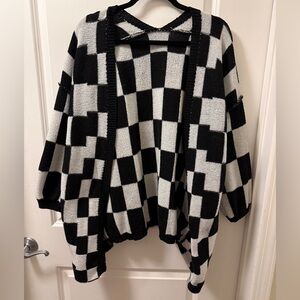 Black and White Checkered Women's Sweater